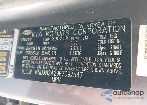 2014 Kia Soul from USA, damaged, VIN KNDJN2A29E7092547